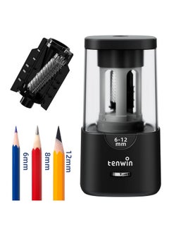 Electric Pencil Sharpener, Auto Stop Pencil Sharpener For Colored Pencils, Sharp & Fast, For 6-12Mm Pencils, Pencil Sharpener Electric Plug In, Helical Blade, Ideal For Home, Classroom (Black)