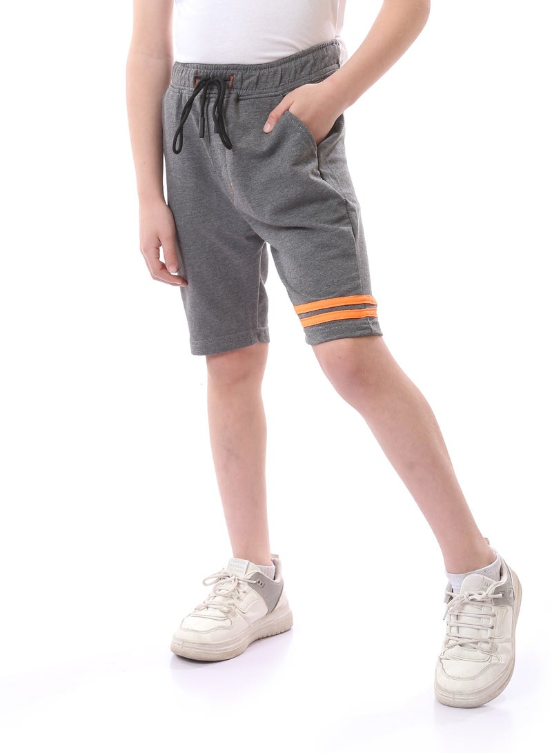 Andora Boys Slip On Heather  Shorts with Double Lines - Dark Grey - Image 2