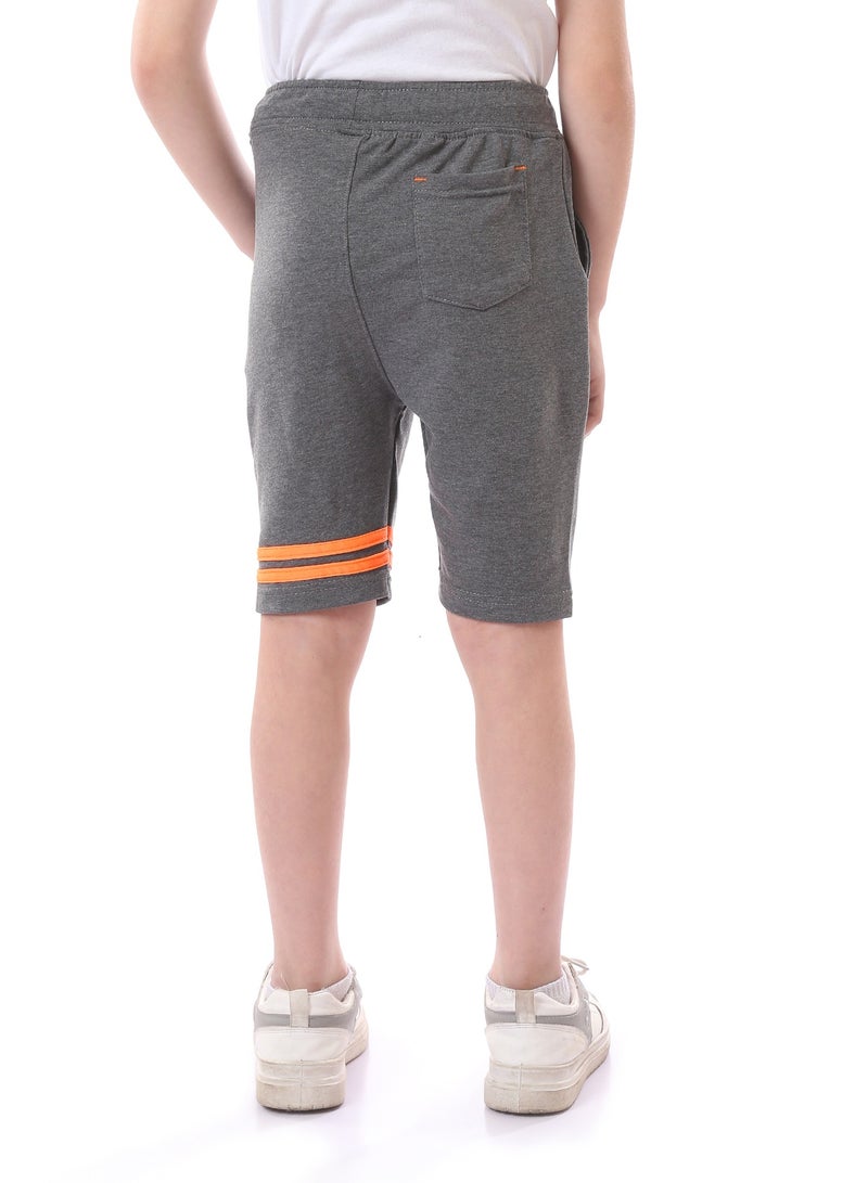 Andora Boys Slip On Heather  Shorts with Double Lines - Dark Grey - Image 4