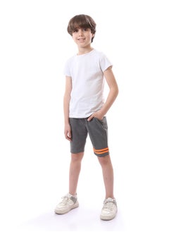 Andora Boys Slip On Heather  Shorts with Double Lines - Dark Grey  - Image 1