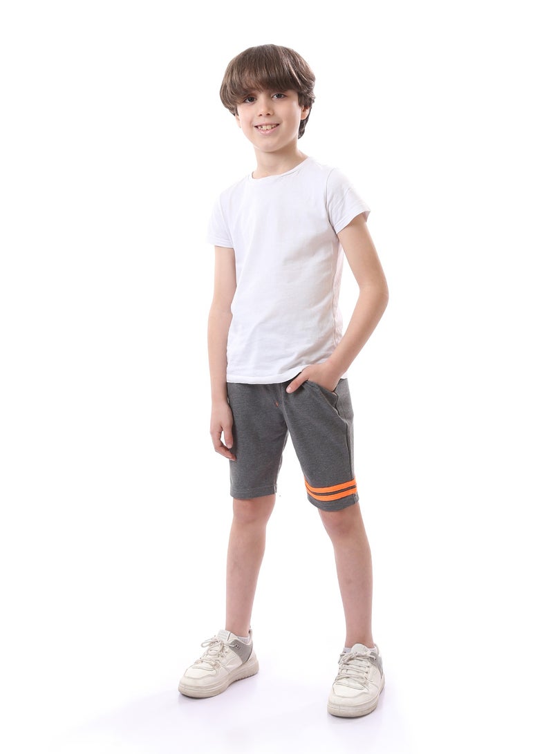 Andora Boys Slip On Heather  Shorts with Double Lines - Dark Grey - Image 1