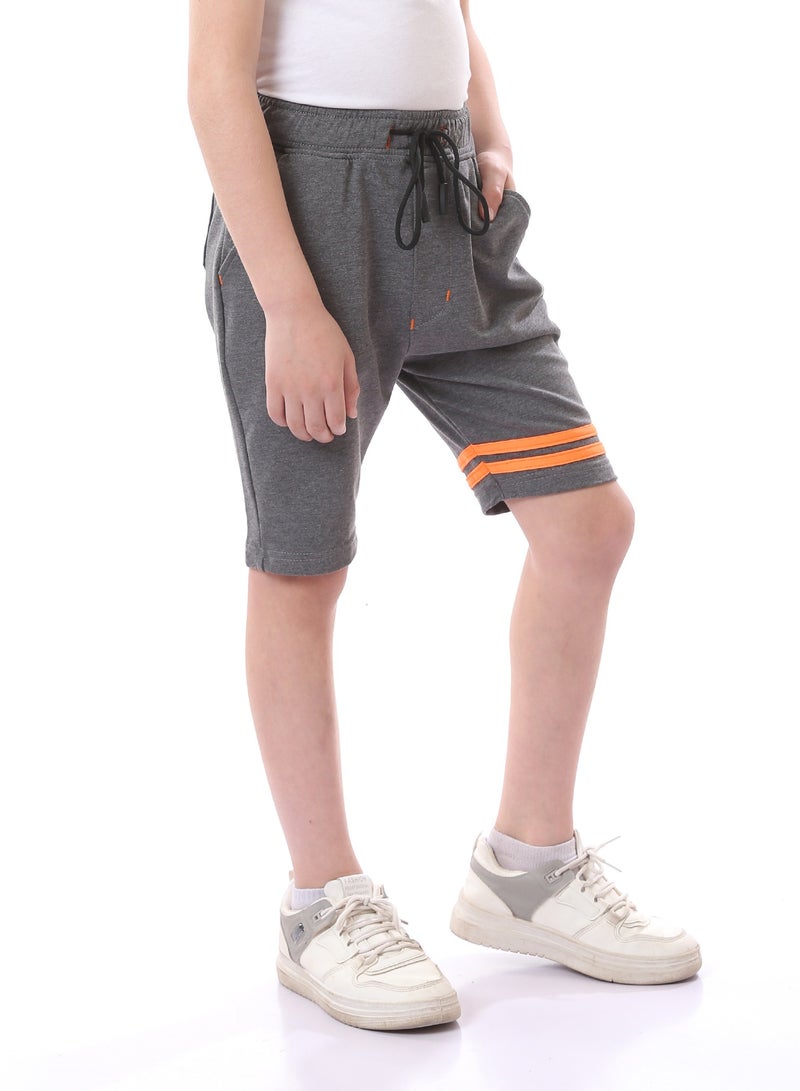 Andora Boys Slip On Heather  Shorts with Double Lines - Dark Grey - Image 3