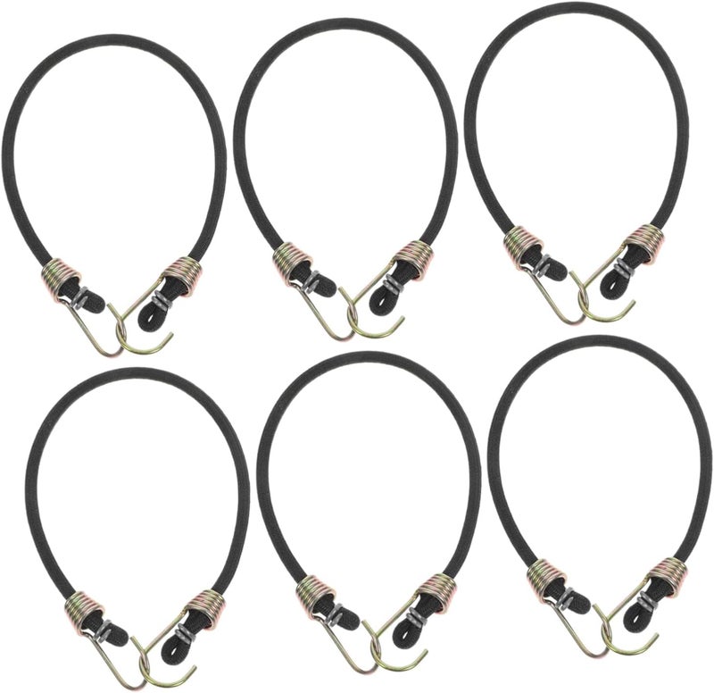 Black Heavy Duty Elastic Straps with Mini Hooks 6pcs Fastening Cords for Secure Binding - Image 1