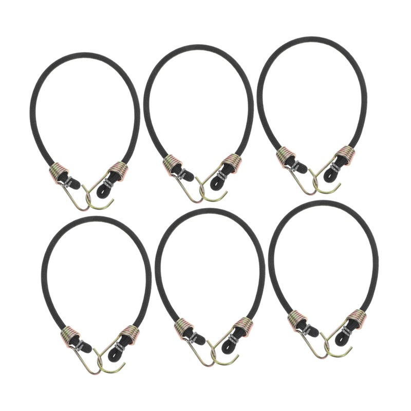 Black Heavy Duty Elastic Straps with Mini Hooks 6pcs Fastening Cords for Secure Binding - Image 2