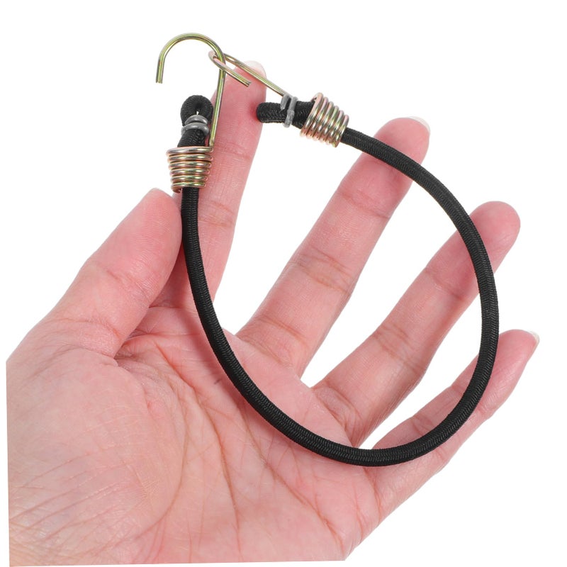 Black Heavy Duty Elastic Straps with Mini Hooks 6pcs Fastening Cords for Secure Binding - Image 5
