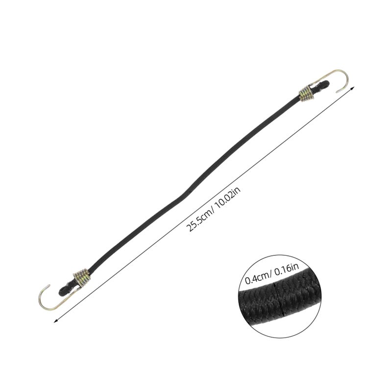 Black Heavy Duty Elastic Straps with Mini Hooks 6pcs Fastening Cords for Secure Binding - Image 3