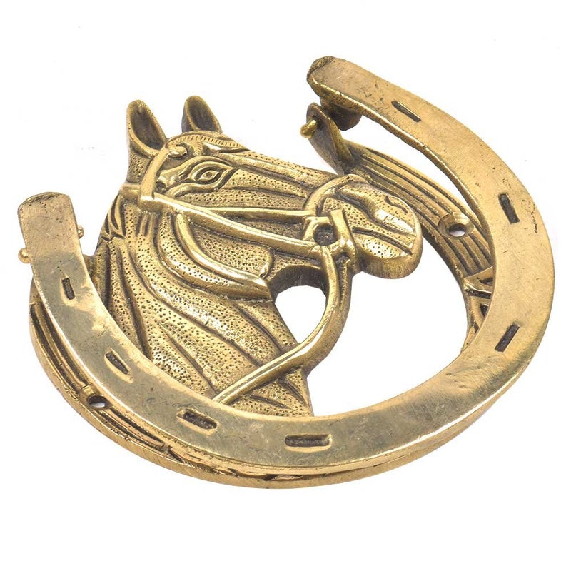 Indian-Shelf IndianShelf Horse Shoe Brass Door Knocker Georgious Door Decoration Gold Home Entrance Decor Items for Wall 127 Cm  - Image 3