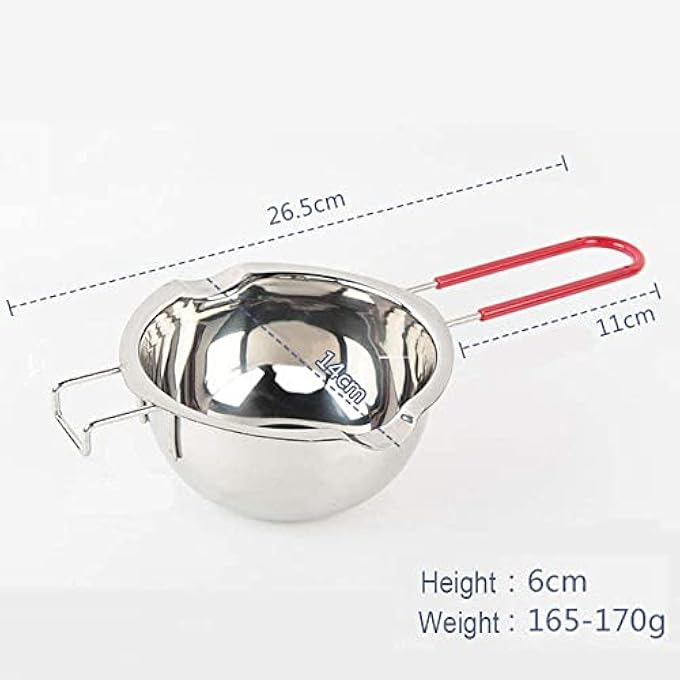 ريحني بوتقة انصهار الشوكولاتة 12 أونصة 400 مل 188 معصبية مزدوجة من الفولاذ المقاوم للصدأ وملعقة مقبض مقاوم للحرارة قاع مسطح الزبدة جبن الشوكولاتة والكراميل وصابون الشموع يذوب الشمع - Image 3