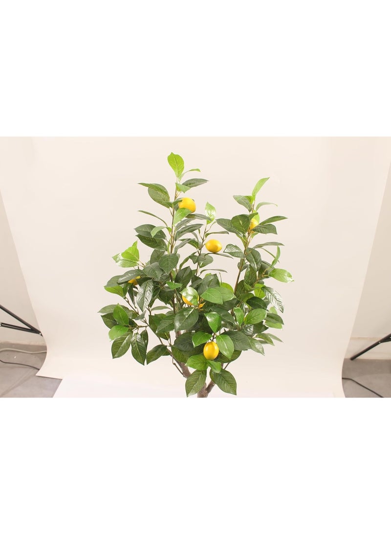 Marcolo Artificial Lemon Tree in Black Pot, Faux Potted Plant with Yellow Lemons, Green Leaves, Indoor Decor (110cm) - Image 3