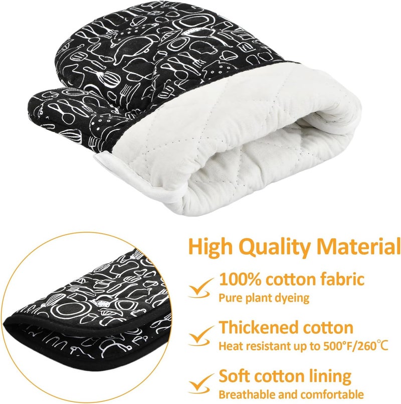 Heat Resistant Oven Mitt and Pot Holder Set - Black - Image 4