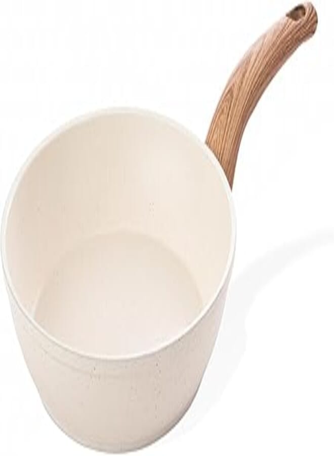 Granite Frying Pan Eco Friendly Wooden Handle Non Stick Frying Pan - Kitchen Cream Wok Pan (24cm)