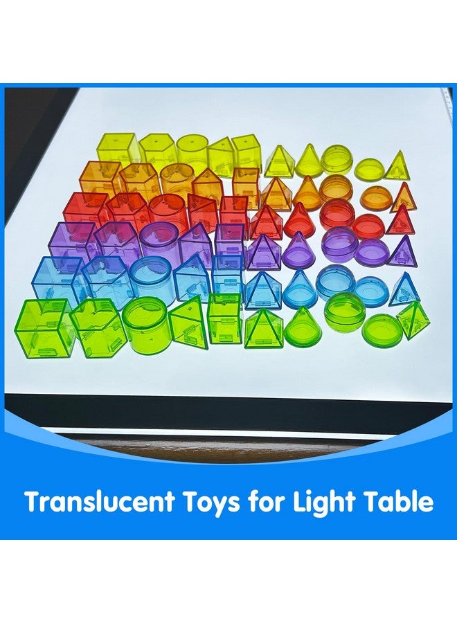 Odoorgames 60 Pcs 3D Shapes for Teaching - Light Table Manipulatives - Geometric Shapes for Classroom - Image 3