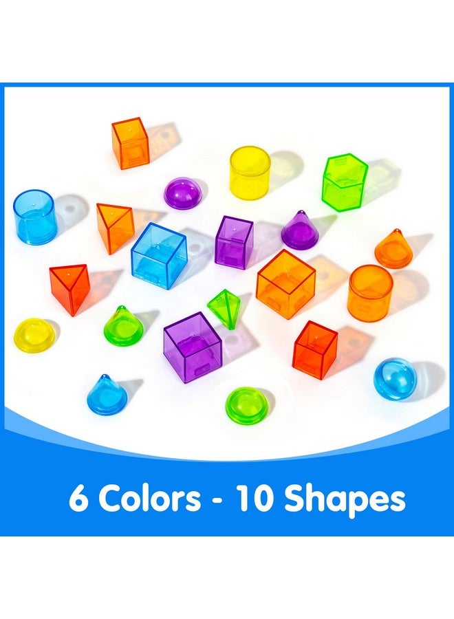 Odoorgames 60 Pcs 3D Shapes for Teaching - Light Table Manipulatives - Geometric Shapes for Classroom - Image 5