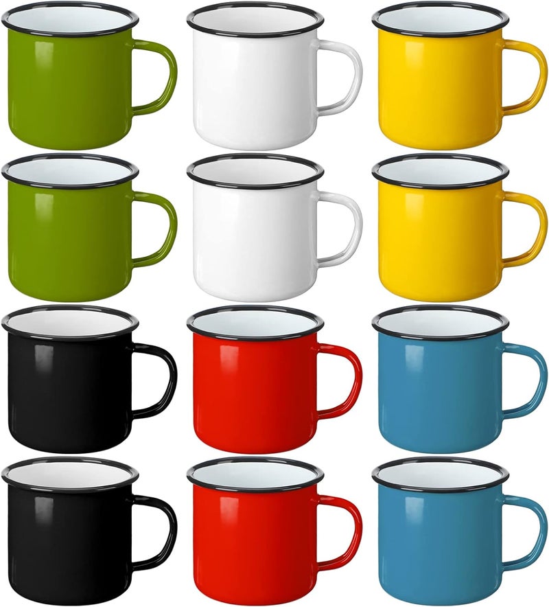 meekoo 24 Pcs Enamel Camping Mugs Bulk 12 oz Portable Coffee Cups Colored Enamelware Campfire Mugs Vintage Drinking Cups with Handle for Coffee Home Office Camping Picnic Travel Indoor and Outdoor - Image 1