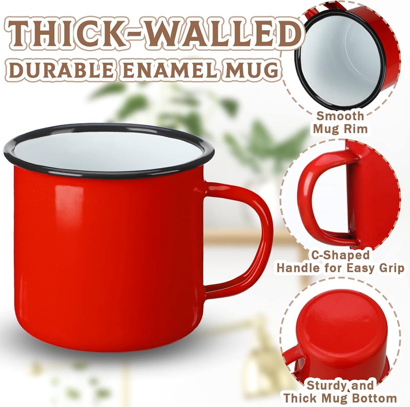 meekoo 24 Pcs Enamel Camping Mugs Bulk 12 oz Portable Coffee Cups Colored Enamelware Campfire Mugs Vintage Drinking Cups with Handle for Coffee Home Office Camping Picnic Travel Indoor and Outdoor - Image 3