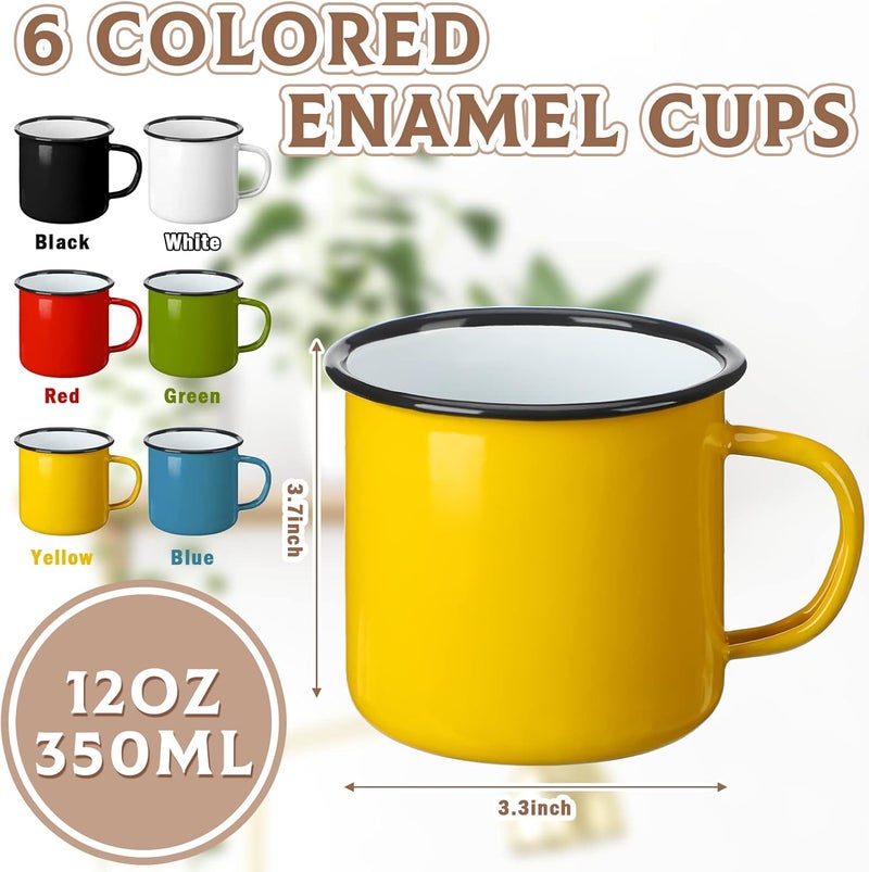 meekoo 24 Pcs Enamel Camping Mugs Bulk 12 oz Portable Coffee Cups Colored Enamelware Campfire Mugs Vintage Drinking Cups with Handle for Coffee Home Office Camping Picnic Travel Indoor and Outdoor - Image 2