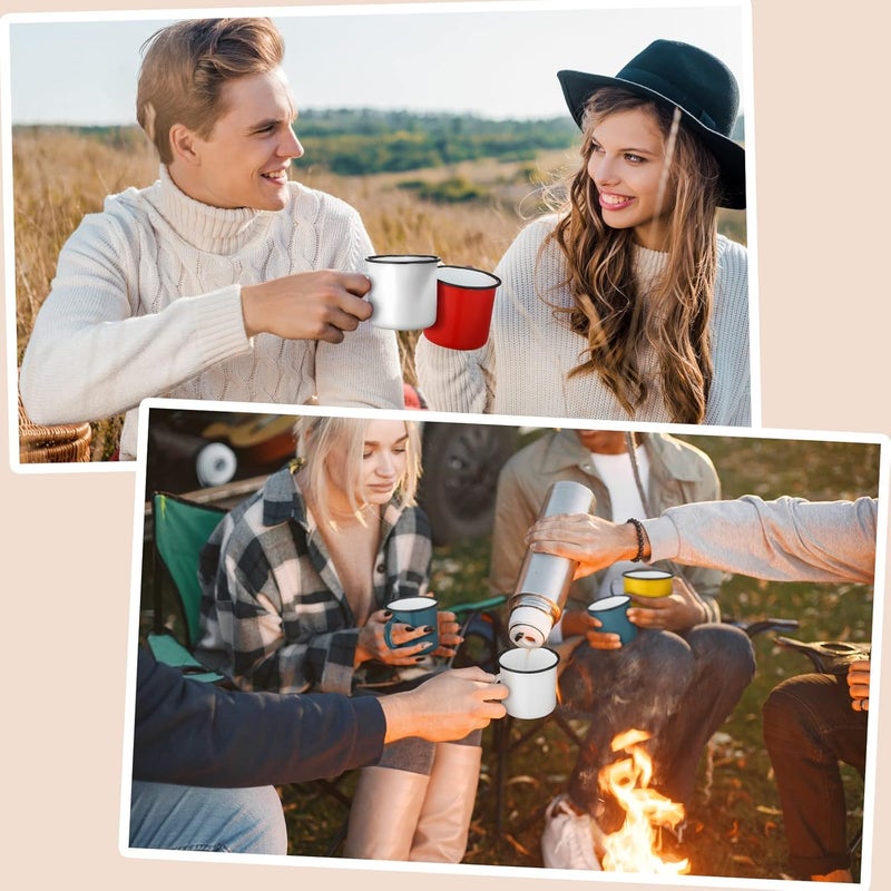 meekoo 24 Pcs Enamel Camping Mugs Bulk 12 oz Portable Coffee Cups Colored Enamelware Campfire Mugs Vintage Drinking Cups with Handle for Coffee Home Office Camping Picnic Travel Indoor and Outdoor - Image 5