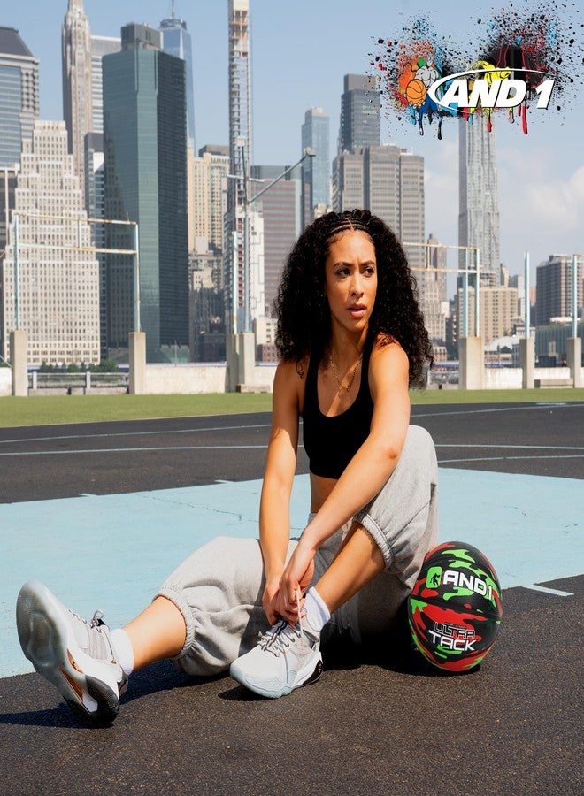 AND1 Ultra Grip Advanced Premium Rubber Basketball (Deflated w/Pump Included): Official Regulation Size 7 (29.5”) Streetball, Made for Indoor/Outdoor Basketball Games, Red/Green - Image 5