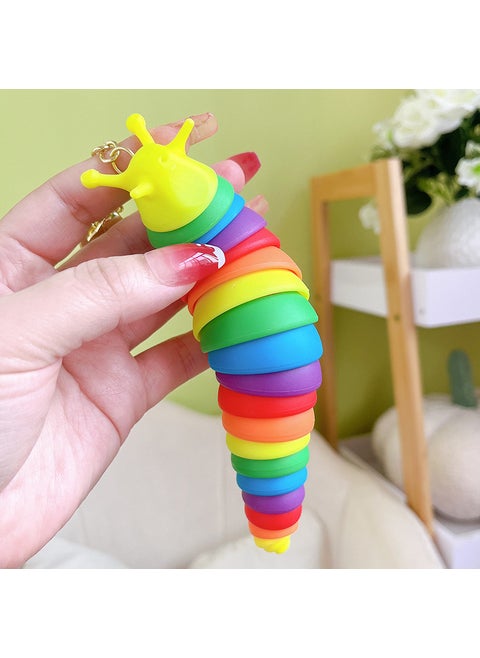 Fun Caterpillar Keychain with Bowtie Charm Rainbow color