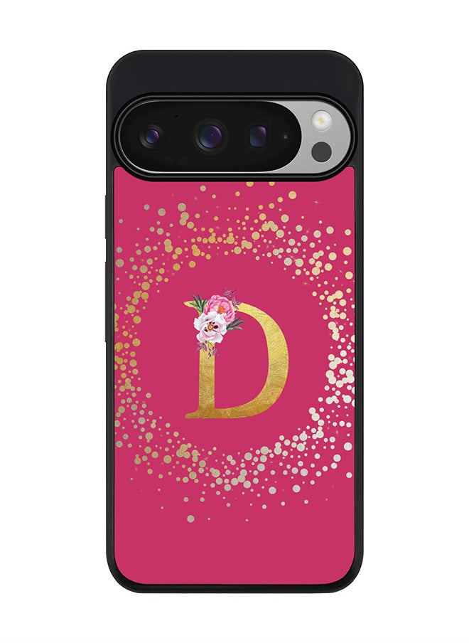 Stylizedd For Google Pixel 9 Pro Case,Slim fit Camera Protection, Shockproof Thin Phone cover - Custom Monogram Floral - D ( Deep Pink )  - Image 1