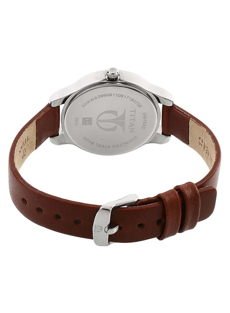 TITAN Titan Women's Chic minimalist watch with Black dial and leather strap