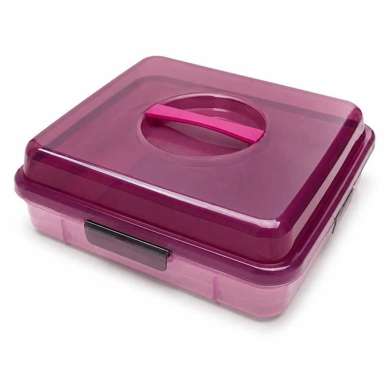 Large Square Dessert Carrier and Food Storage Container, Portable Cake Keeper with Secure Lid for Bakery Items, Fruits, Refrigerated Foods and Outdoor Trips, 30 x 30 cm - Image 1