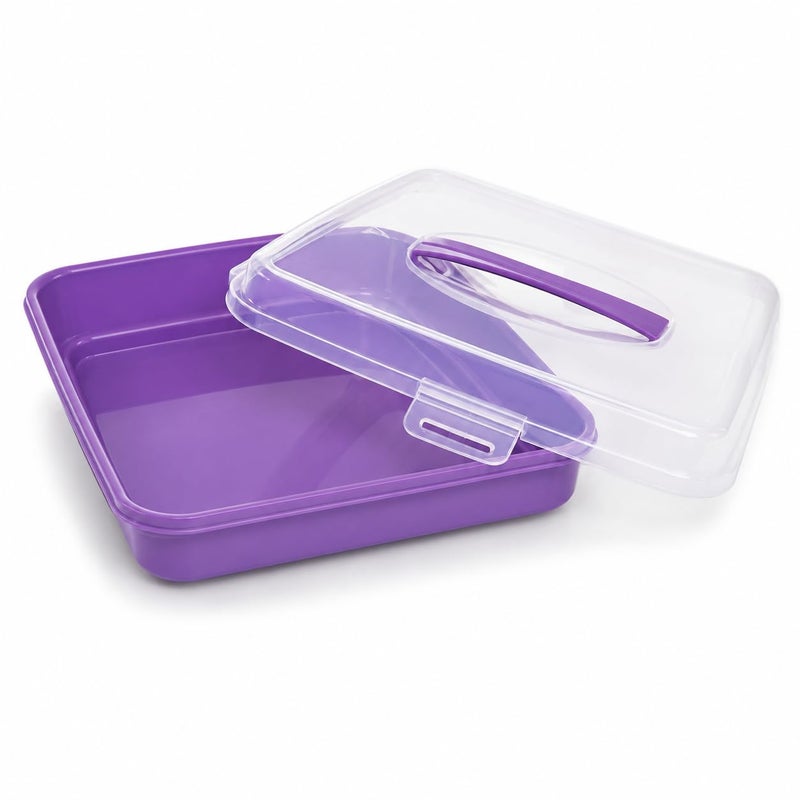 Large Square Dessert Carrier and Food Storage Container, Portable Cake Keeper with Secure Lid for Bakery Items, Fruits, Refrigerated Foods and Outdoor Trips, 30 x 30 cm - Image 3