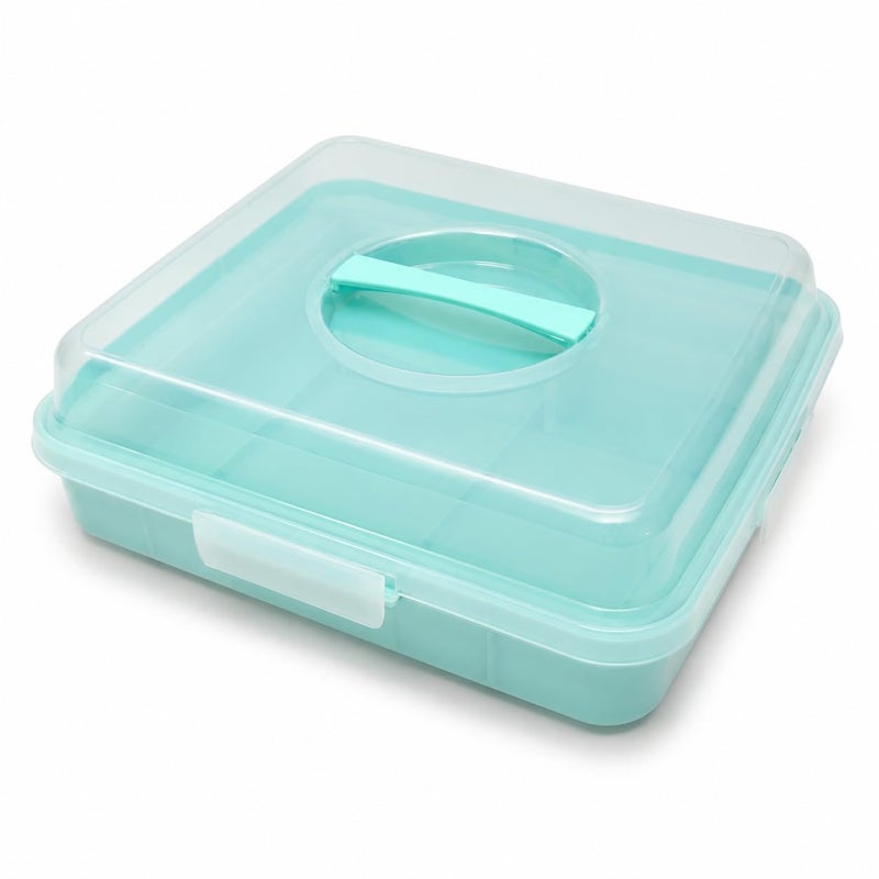 Large Square Dessert Carrier and Food Storage Container, Portable Cake Keeper with Secure Lid for Bakery Items, Fruits, Refrigerated Foods and Outdoor Trips, 30 x 30 cm - Image 2