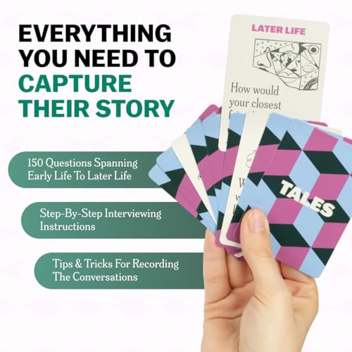 TALES 150 Life Story Interview Kit Cards, Conversation Cards for Families, Parents, Grandparents, Adults, Game Night, Road Trips, Dinner Table, Getting to Know You (New Edition) - Image 2