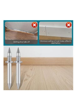 Generic Double-Head Skirting Thread Seamless Nail 200 Pcs Metal Skirting Line Without Marks Nail Rust-Proof No Trace Skirting Thread Screws Set with 2 Rods Nail Specific Sleeve Tool  - Image 3