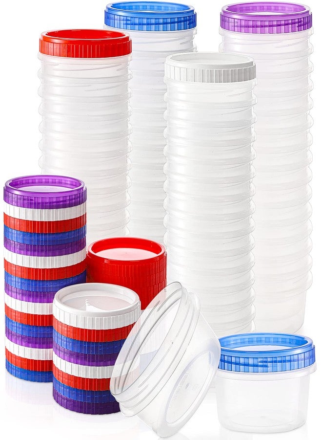 Okllen 40 Pack Small Storage Container Boxes, 10 OZ Food Container Jar with Airtight Screw Lid, Reusable Wide Mouth Slime Cup for Snack, Soup, Fruit, BAP Free, Sturdy Plastic - Image 1