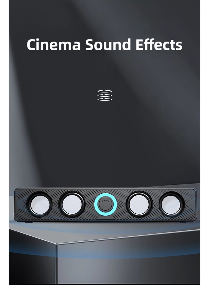 زيبونوفا مكبرات صوت كمبيوتر ذات غشاء مزدوج، صوت سينمائي مع ستيريو وصوت جهير عالي الطاقة، شريط صوت سلكي مزود بمنفذ USB مع مقبض للتحكم في مستوى الصوت، وصلة إضافية مقاس 3.5 مم لأجهزة الكمبيوتر المكتبية والمحمولة وشاشات الكمبيوتر والهواتف المحمولة - Image 5