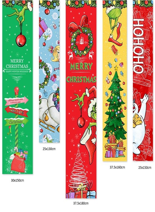WLWLGLUCK Christmas Decor Banner Set, 5 Pcs High - Quality Polyester Pongee Fabric Banners With Classic Christmas Elements (Gri-ch, Snowman, Etc.), For Indoor/Outdoor Xmas, Holiday Party, New Year Decoration - Image 4