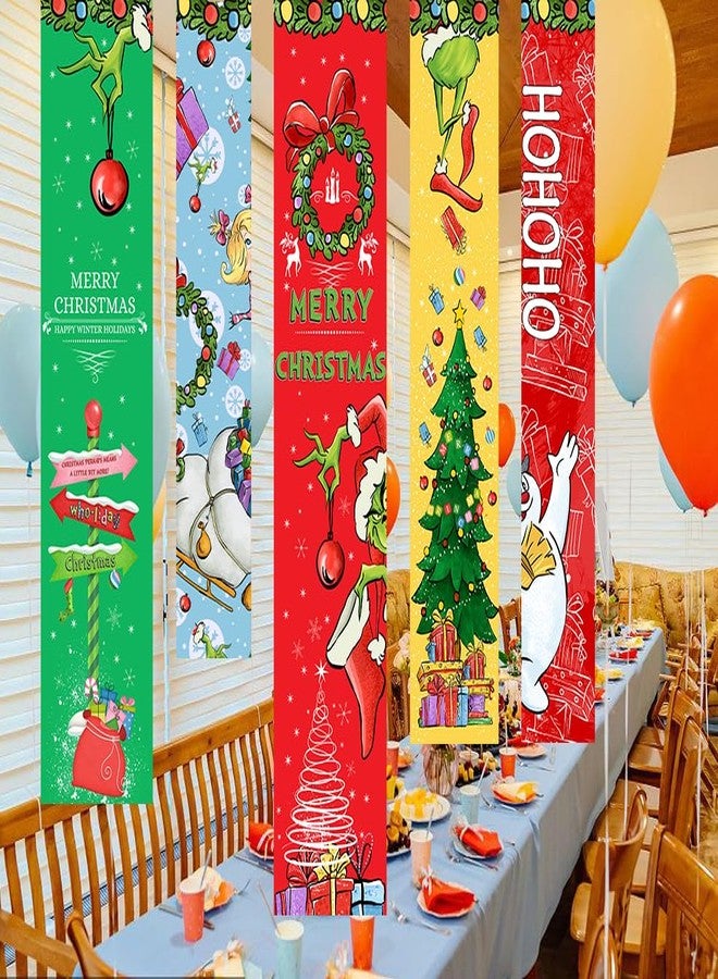 WLWLGLUCK Christmas Decor Banner Set, 5 Pcs High - Quality Polyester Pongee Fabric Banners With Classic Christmas Elements (Gri-ch, Snowman, Etc.), For Indoor/Outdoor Xmas, Holiday Party, New Year Decoration - Image 5