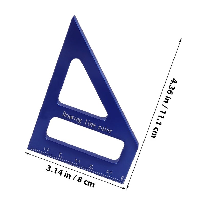 Levemolo Multi-Angle Carpenter Ruler 45° 90° Woodworking Measuring Square Tool Blue with Imperial Scale for Woodworking Layout and Precision Angle Scribing - Image 2