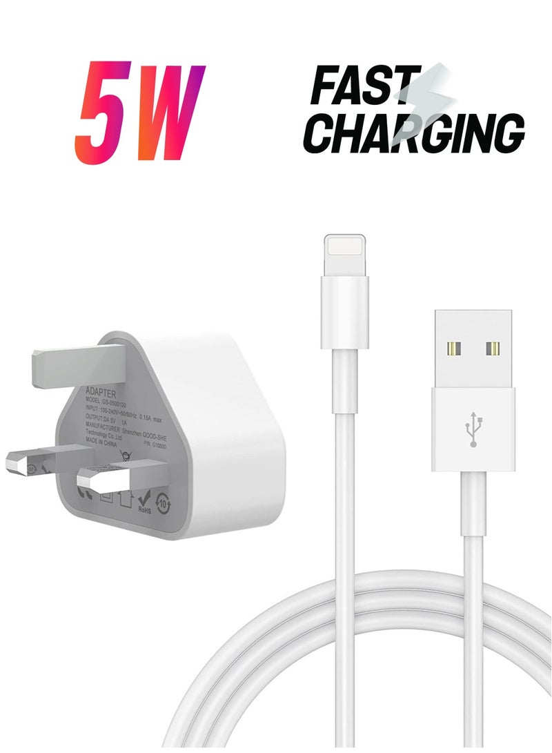 ELTRAZONE 5V 1A Power Adapter Supply, USB Charger Cable and Plug Compatible for i Phone 5S, 6, 6S, 6 Plus, 6S Plus, 7, 7 Plus, 8, 8 Plus, XS, X, XS Max, 11, XR, i Pod Touch 5G Power Cord  - Image 1