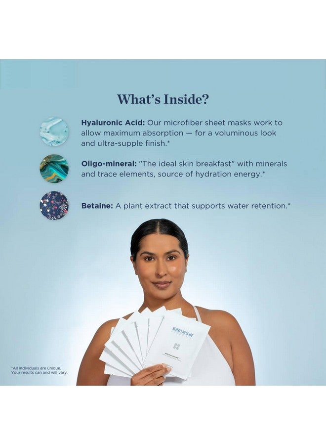 Beverly Hills MD Ageless Volume Hyaluronic Face Mask Reduce Appearance Of Wrinkles Anti Aging Formula For Plump Moisturized Skin 8 Pack Hydrating & Firming Gentle Sheet Mask - Image 3