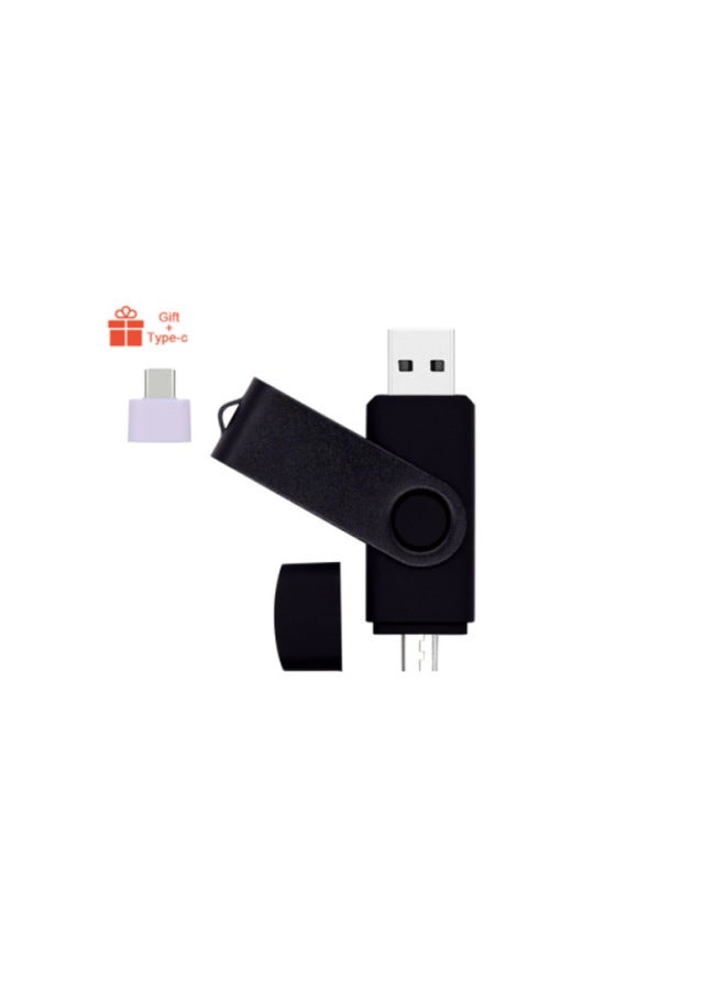 High-speed Usb2.0 3.0 Mobile Phone Mobile USB OTG Android Computer Dual-use Gift Lettering USB Wholesale-Color:Black-Capacity:2.0 64GB - Image 1