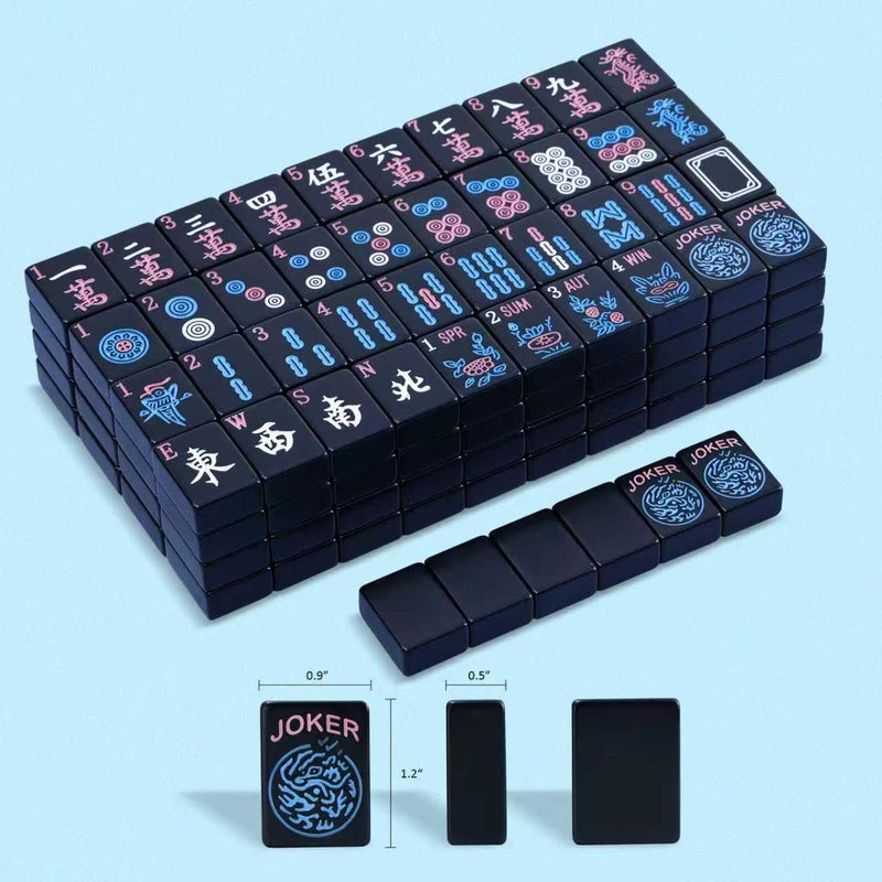 GUSTARIA American Mahjong Game Set, 166 Black Tiles (1.2â€), 4 All-in-One Color Rack/Pushers & Drawstring Bag, Complete Mahjong Set with Black Carrying Bag and Mahjong Tiles Set Accessories - Image 3