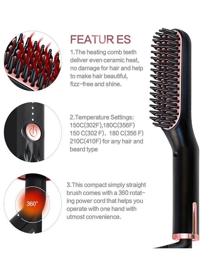 Captaintech Multifunctional Hot Heating Beard and Hair Straightening Comb Black 26.2 x 5.2 x 8.2cm - Image 4