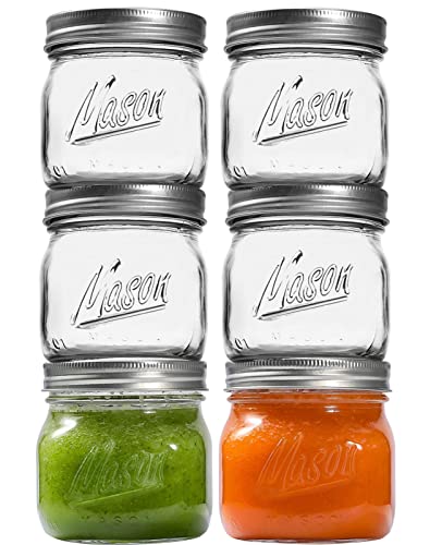 Ieavier 6PCS Wide Mouth Mason Jars 16oz with Airtight Lids and Bands, Canning Jars with Crystal Glass for Food Storage, Spice Jars, Canning, DIY Projects, Jam, Jelly, Honey, Preserving, Drinking - Image 1