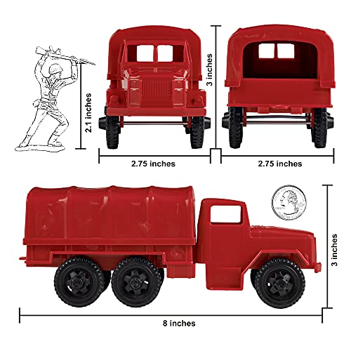 Tim Mee Toy TimMee Military Cargo Trucks 2 Red Plastic Army Men Deuce a Half Vehicles - Image 5