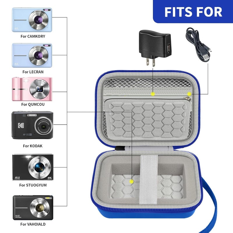 Comecase Carrying & Protective Case for Digital Camera, AbergBest 21 Mega Pixels 2.7" LCD Rechargeable HD/Kodak Pixpro/Canon PowerShot ELPH 180/190 / Sony DSCW800 / DSCW830 Cameras for Travel - Blue - Image 2