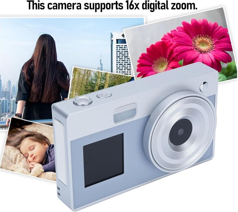 Silver Digital Camera 48MP 16X Zoom Anti Shake Point and Shoot Vlogging Camera for Teens Adults Beginners - Image 4