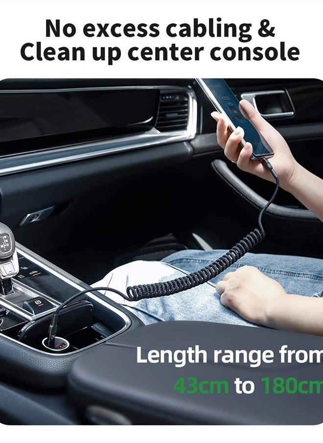AICase - Coiled USB C to L ightning Cable,AICase Type C to L ightning Cable (6ft 36W) Scalable Spring PD Type C Charging Cable for iPhone 13 13 Pro 12 Pro Max 12 11 X XS XR 8 Plus,AirPods Pro - Image 1