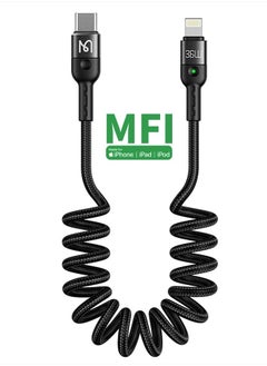 Coiled USB C to L ightning Cable,AICase Type C to L ightning Cable (6ft 36W) Scalable Spring PD Type C Charging Cable for iPhone 13 13 Pro 12 Pro Max 12 11 X XS XR 8 Plus,AirPods Pro