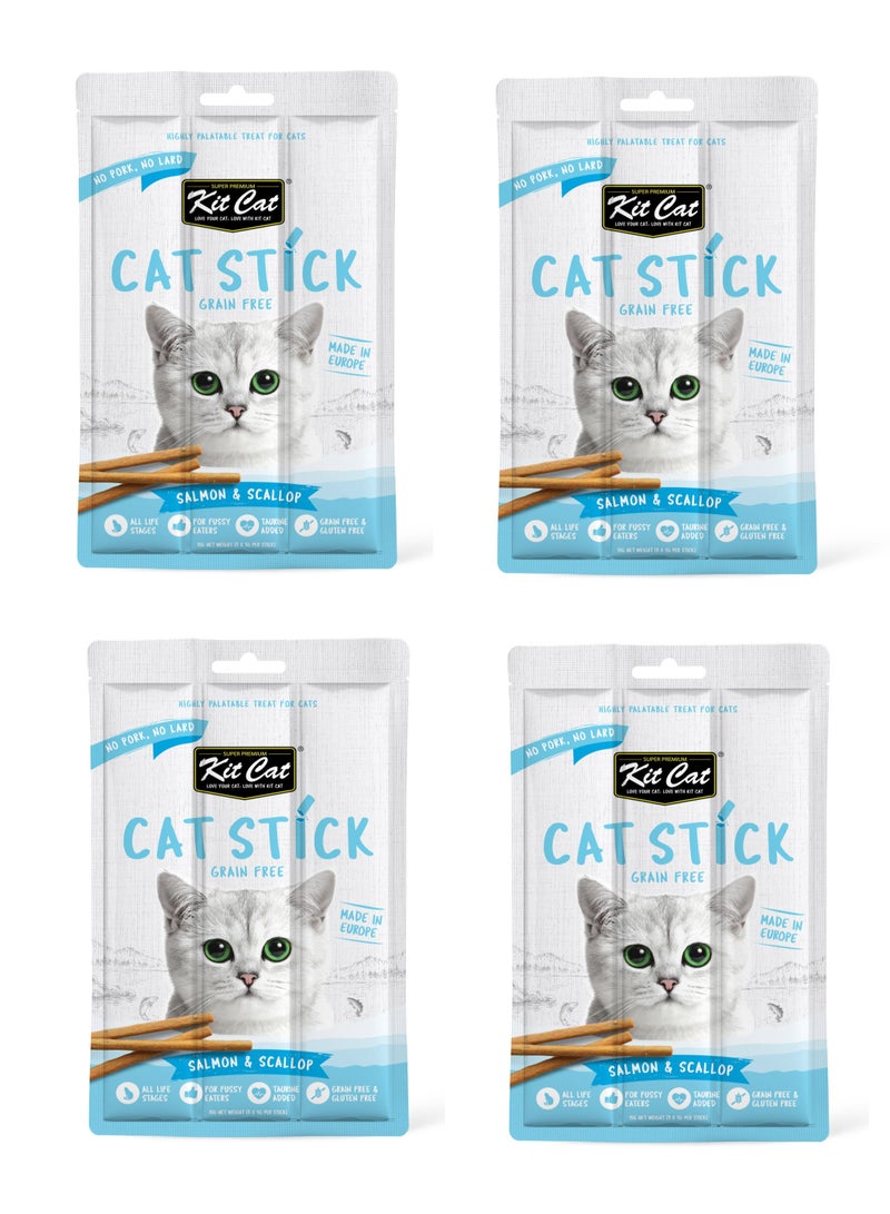 Kit Cat Grain Free Cat Stick Salmon & Scallop 15g - 4 Piece - Image 1