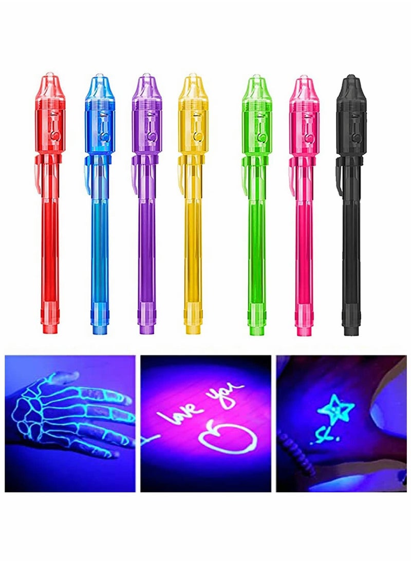 KASTWAVE - Invisible Ink Pen, 7Pcs Invisible Disappearing Ink Pen with UV Light Fun Activity Entertainment for Secret Message Kids Goodies Bags Toy, Party Favors Gifts Party Game Drawing and Writing Fun Pen🎨【Hi - Image 1