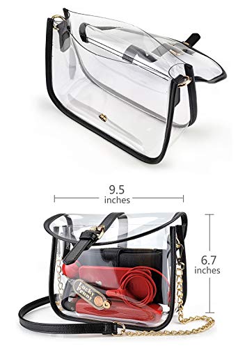 Hoxis Clear Saddle Cross Body Bag Women Chain Shoulder Handbag Purse (Brown) - Image 5
