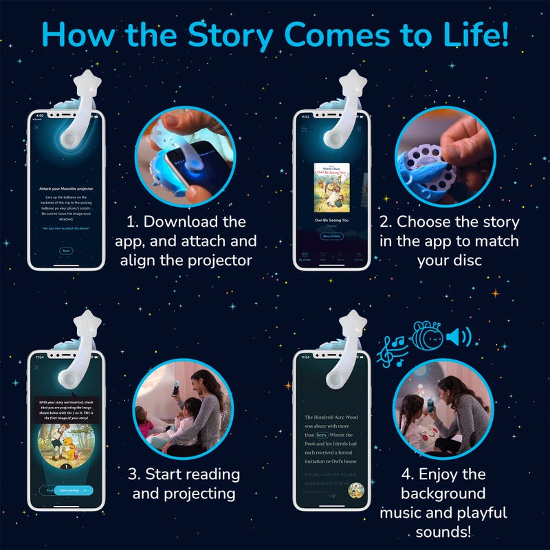 Moonlite Storytime Mini Projector with 4 Disney Princess Stories  A Magical Way to Read Together  Digital Storybooks  Fun Sound Effects  Learning Gifts for Kids Ages 1 and Up - Image 5